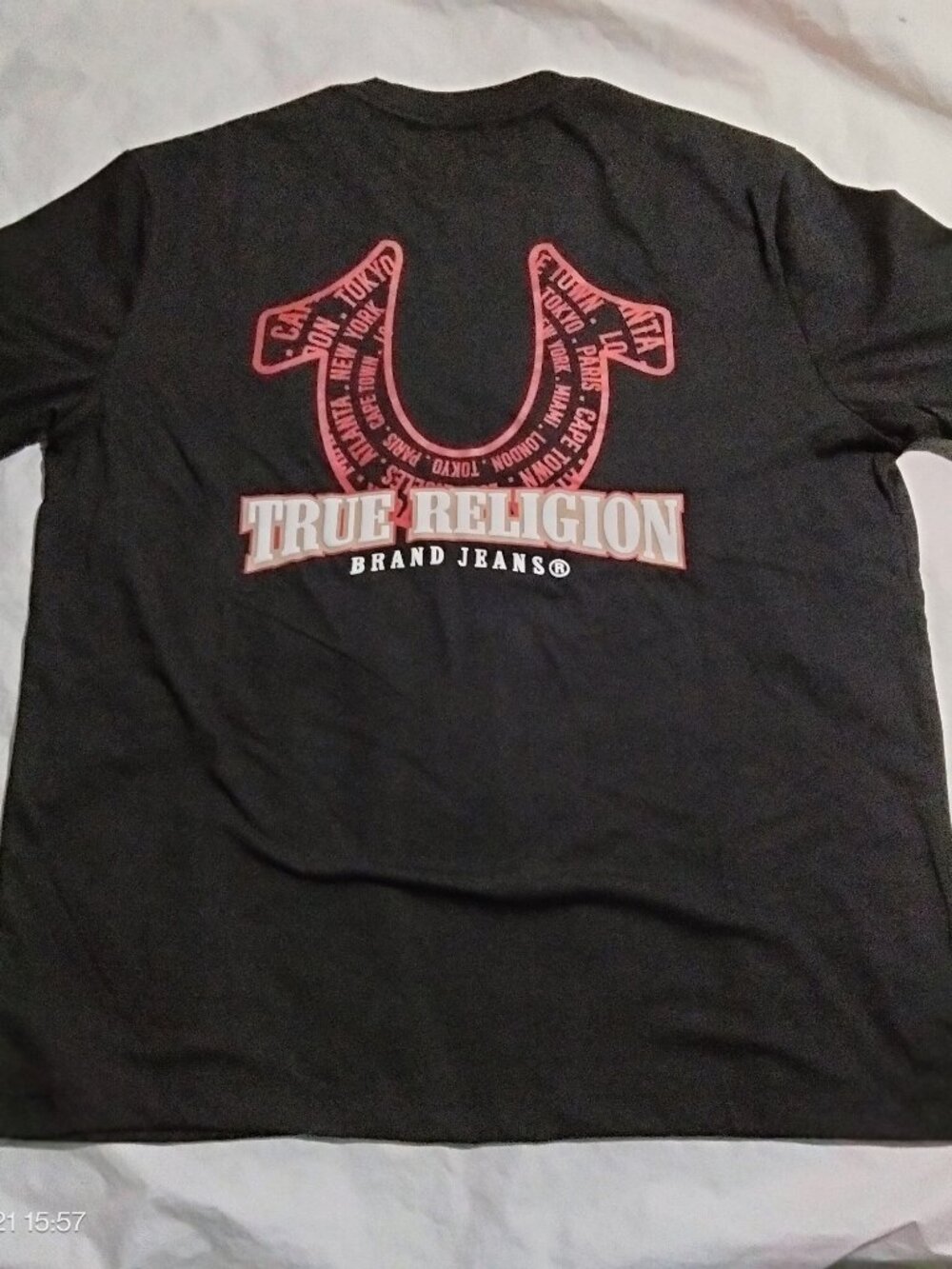 True Religion Mens XL Spiral Horseshoe City Tee Jet Black 700841 NWT $62